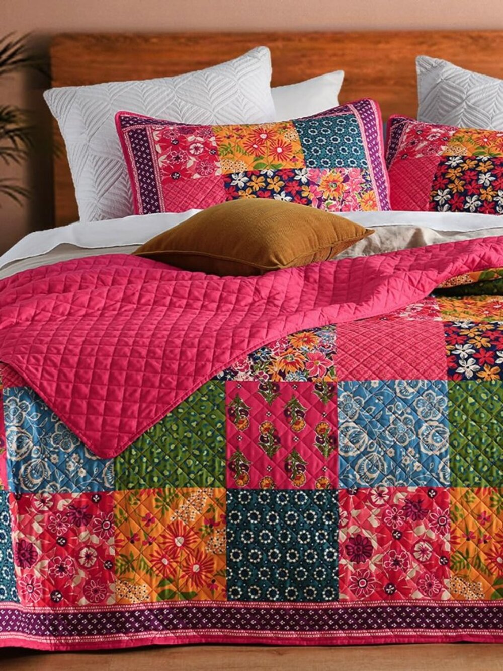 Queen Quilt Set - Washed Quilted Patchwork Comforter Coverlet, Lightweight